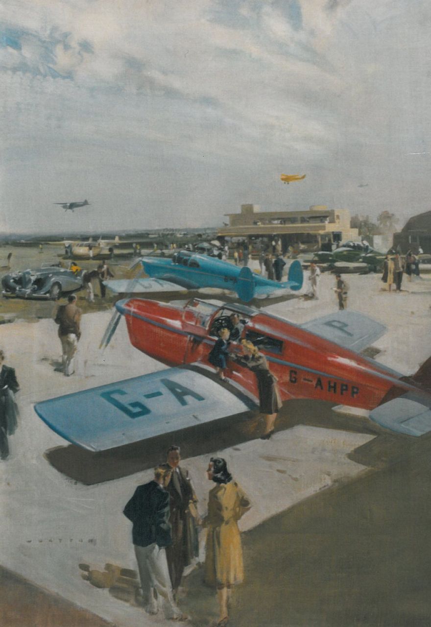 Wootton F.  | Frank Wootton, Luchtvaartshow in Engeland in de vijftiger jaren, olieverf op doek 61,2 x 43,7 cm, gesigneerd linksonder