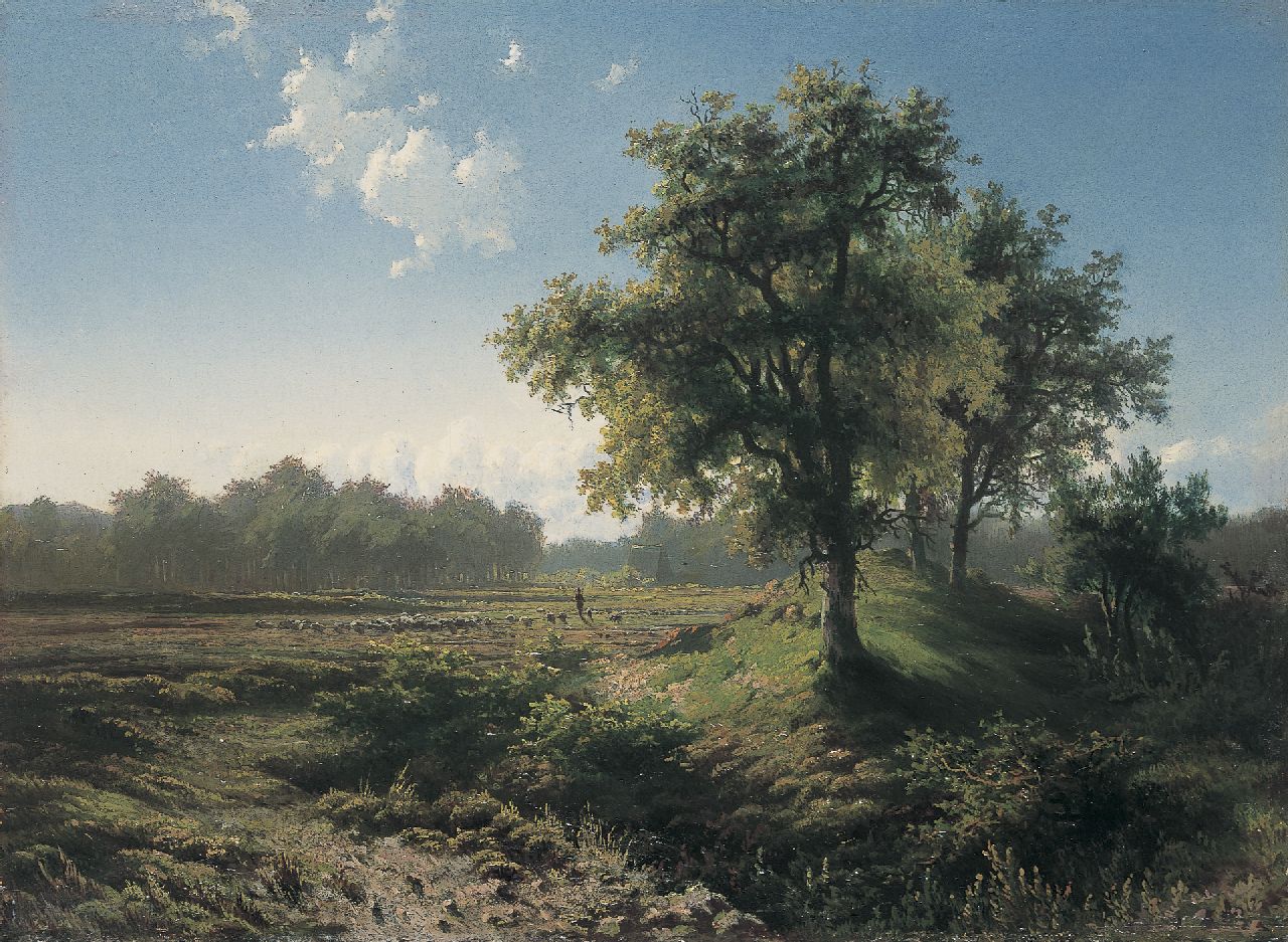 Gabriel P.J.C.  | Paul Joseph Constantin 'Constan(t)' Gabriel, Veluws landschap, olieverf op paneel 28,4 x 39,0 cm, gesigneerd rechtsonder en te dateren ca. 1850