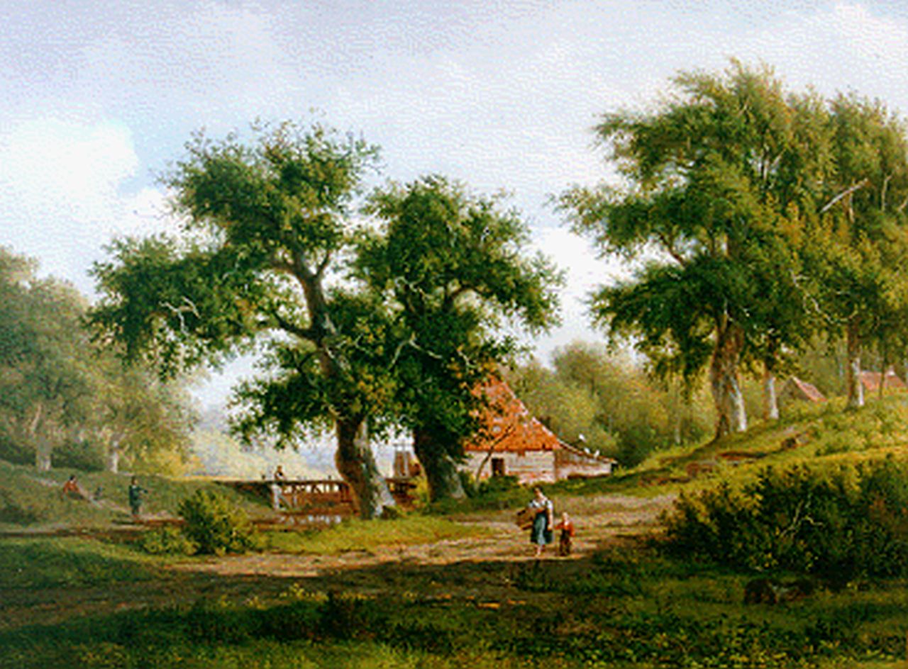Eymer A.J.  | Arnoldus Johannes Eymer, Zomerlandschap met watermolen, olieverf op doek 65,4 x 87,8 cm, gesigneerd linksonder