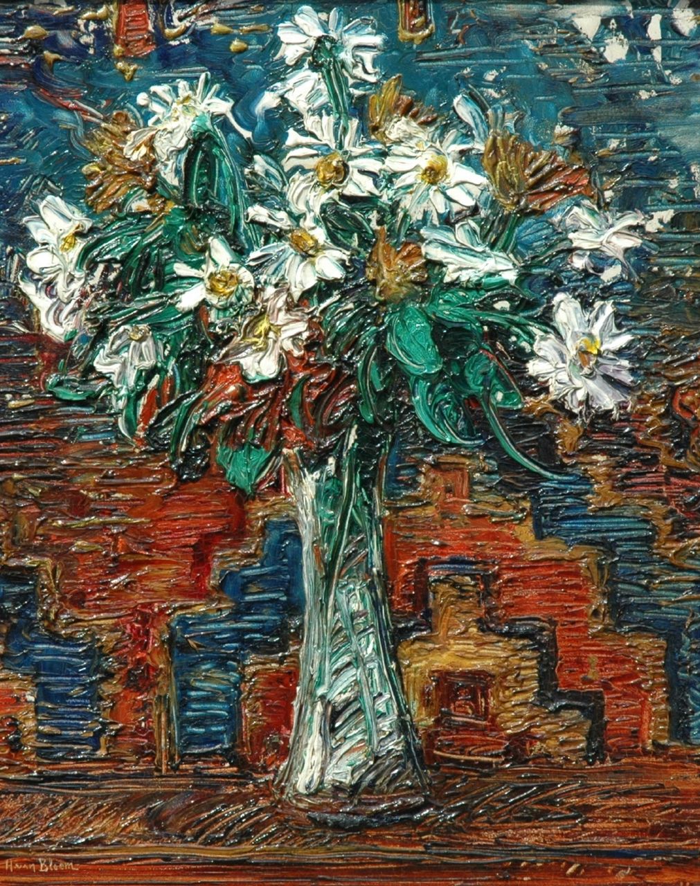 Bloem H. van | Hendrik van Bloem | Schilderijen te koop aangeboden | Bloemstilleven, olieverf op paneel 39,8 x 32,0 cm, gesigneerd linksonder