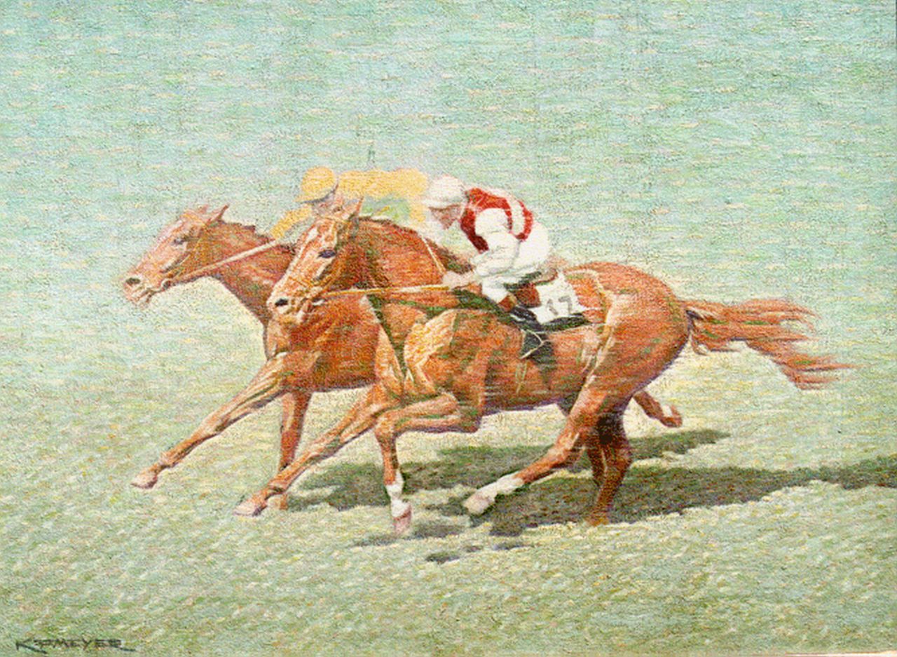 Meijer K.F.  | Koenraad Franciscus Meijer, Paardenrace, olieverf op doek 30,0 x 40,0 cm, gesigneerd linksonder