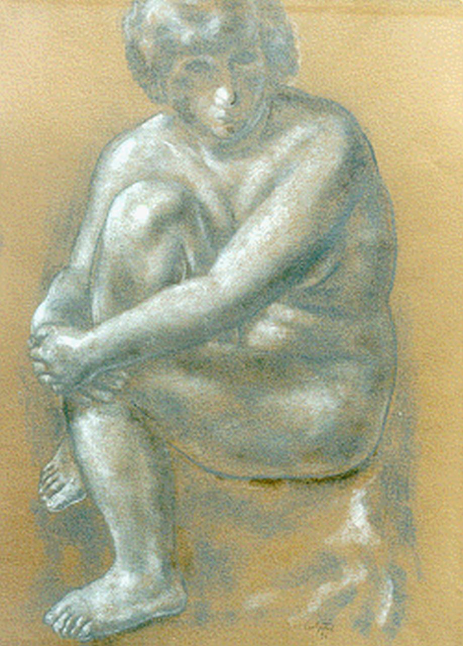 Gestel L.  | Leendert 'Leo' Gestel, Zittend naakt, pastel op papier 61,5 x 46,5 cm, gesigneerd rechtsonder en gedateerd '31
