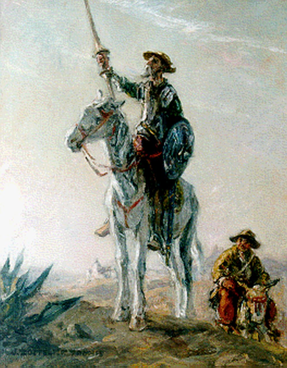 Zoetelief Tromp J.  | Johannes 'Jan' Zoetelief Tromp, Don Quichote en Sancho Panza, olieverf op doek 50,2 x 40,2 cm, gesigneerd linksonder