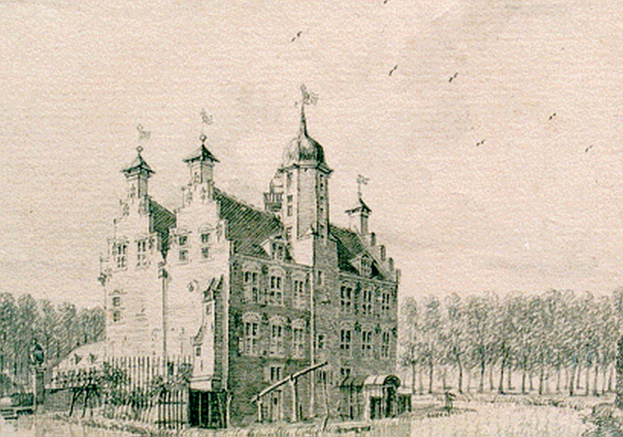 Beijer J. de | Jan de Beijer, 't Huys Oude Ghijn', aquarel op papier 6,9 x 9,9 cm, gesigneerd achterz