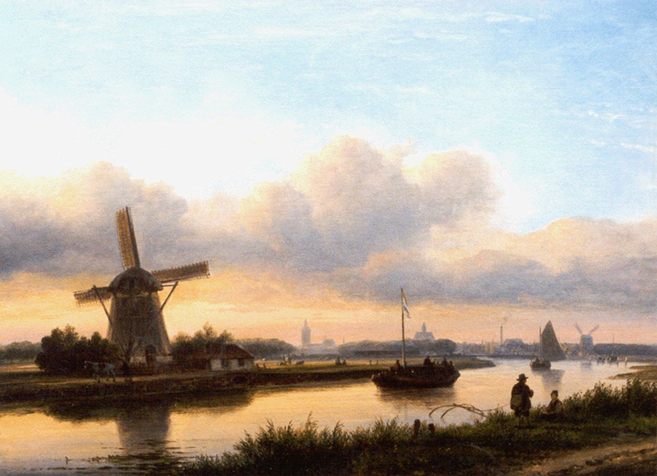 Kleijn L.J.  | Lodewijk Johannes Kleijn, Gezicht op de Trekvliet met Den Haag op de achtergrond, olieverf op doek 40,2 x 54,0 cm, gesigneerd rechtsonder