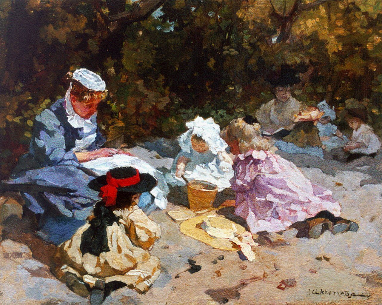 Akkeringa J.E.H.  | 'Johannes Evert' Hendrik Akkeringa, Speeluurtje in de duinen, olieverf op doek 37,8 x 47,8 cm, gesigneerd rechtsonder