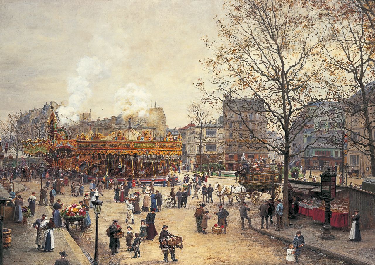 Marie François Firmin-Girard | La Fête Place Pigalle, Parijs, olieverf op doek, 72,6 x 103,0 cm, gesigneerd l.o. en te dateren 1908-1911