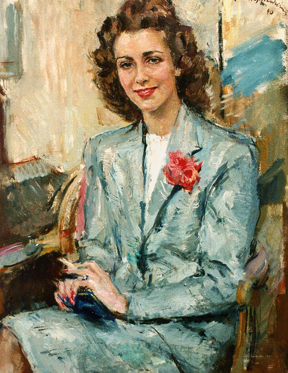 Oppenheimer J.  | Joseph Oppenheimer, Portret van modieuze vrouw met sigaret, olieverf op doek 91,0 x 71,5 cm, gesigneerd rechtsboven en gedateerd '40