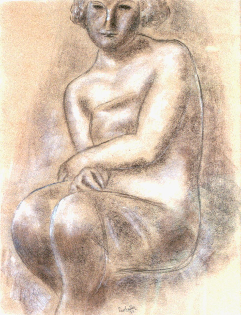 Gestel L.  | Leendert 'Leo' Gestel, Vrouw, krijt op papier 62,0 x 48,0 cm, gesigneerd middenonder en gedateerd '31