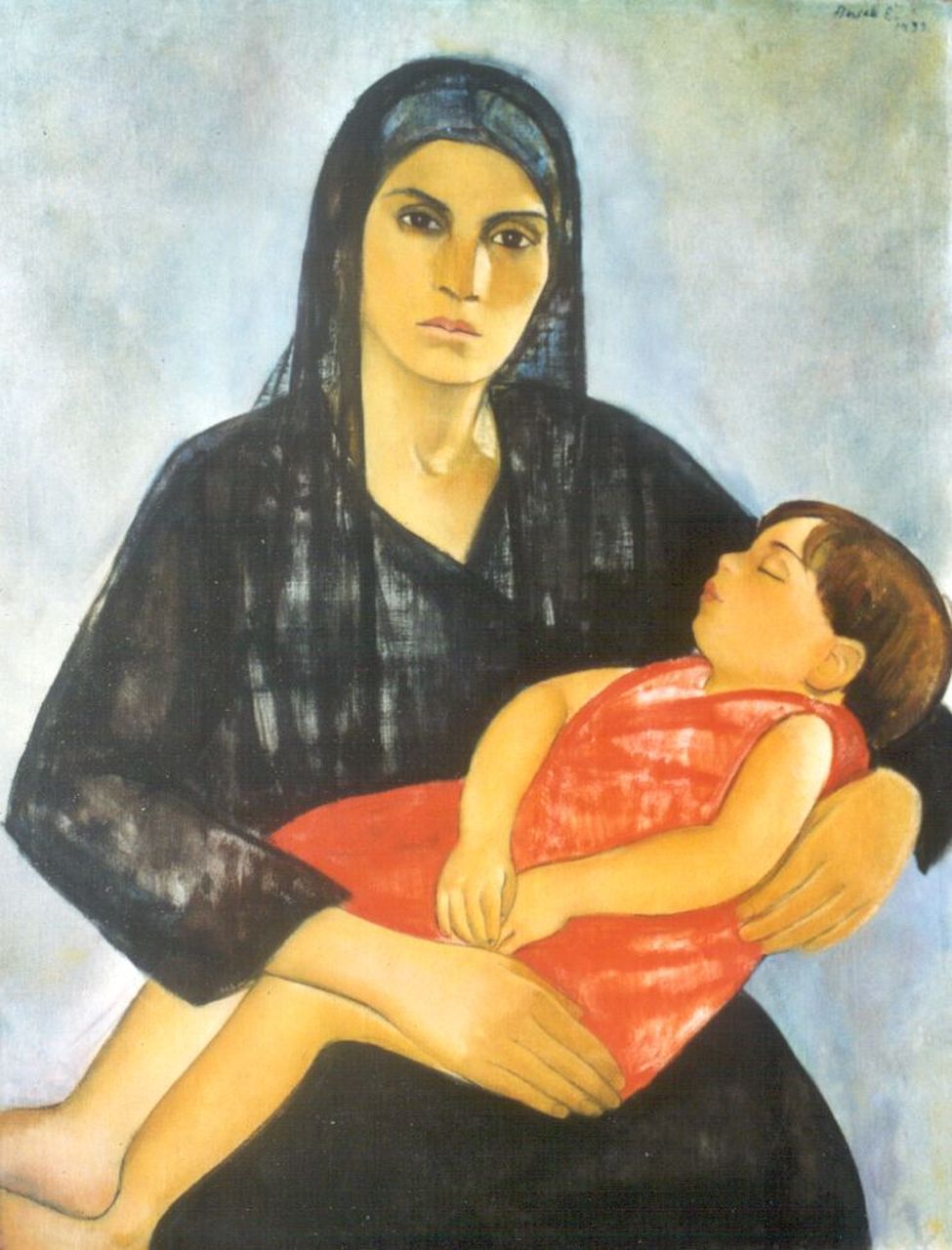 Basch E.  | Edith Basch, Moeder met slapend kind, olieverf op doek 95,7 x 74,0 cm, gesigneerd rechtsboven en gedateerd 1933