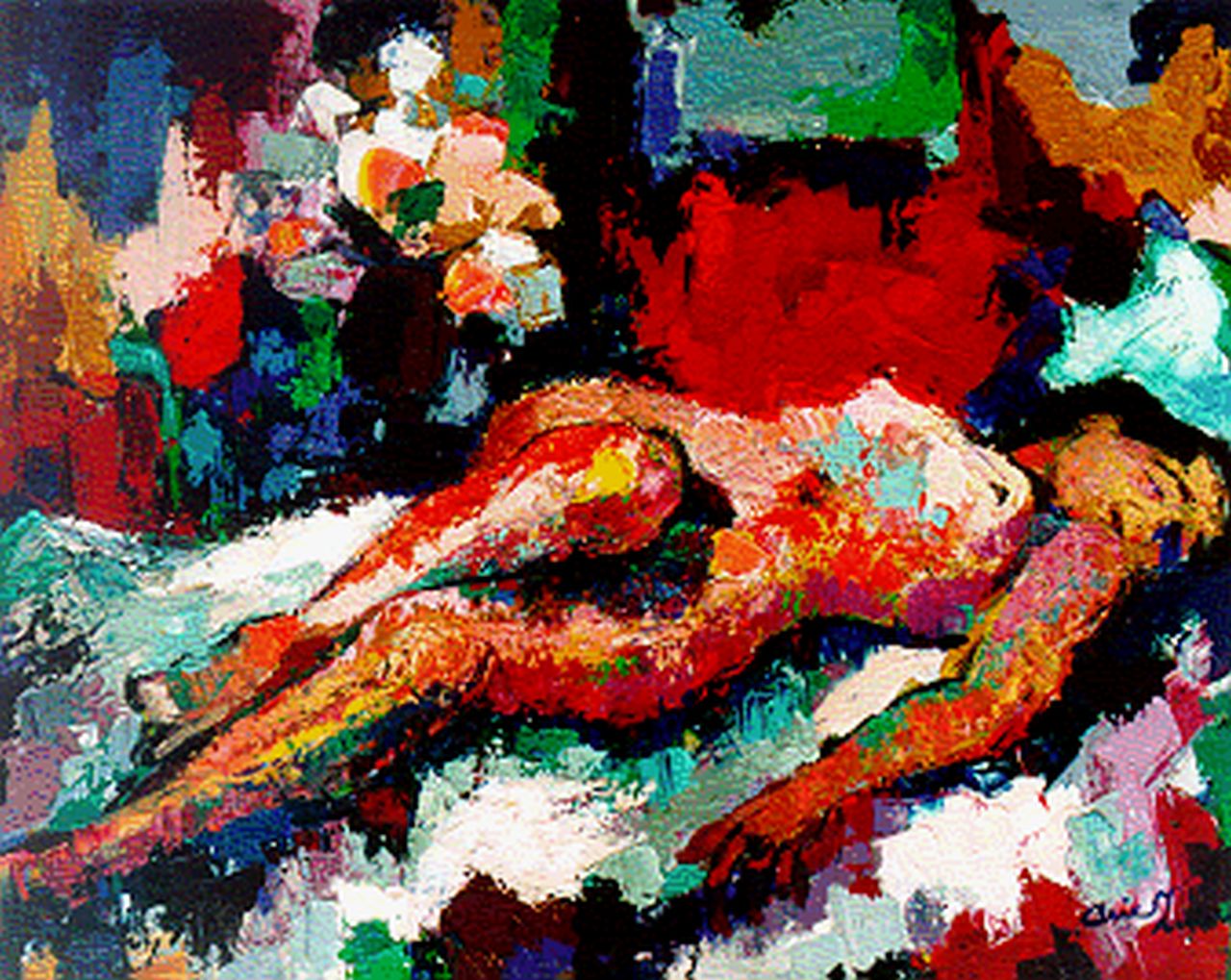 Zuidersma A.  | Arend 'Arie' Zuidersma, Liggend naakt, olieverf op doek 80,2 x 100,0 cm, gesigneerd rechtsonder en gedateerd '70