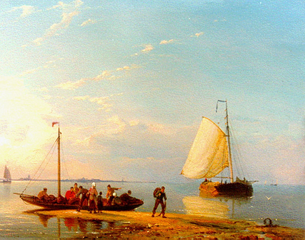 Dommershuijzen P.C.  | Pieter Cornelis Dommershuijzen, Schepen op kalme zee, olieverf op paneel 27,3 x 38,1 cm, gesigneerd linksonder en gedateerd 1884