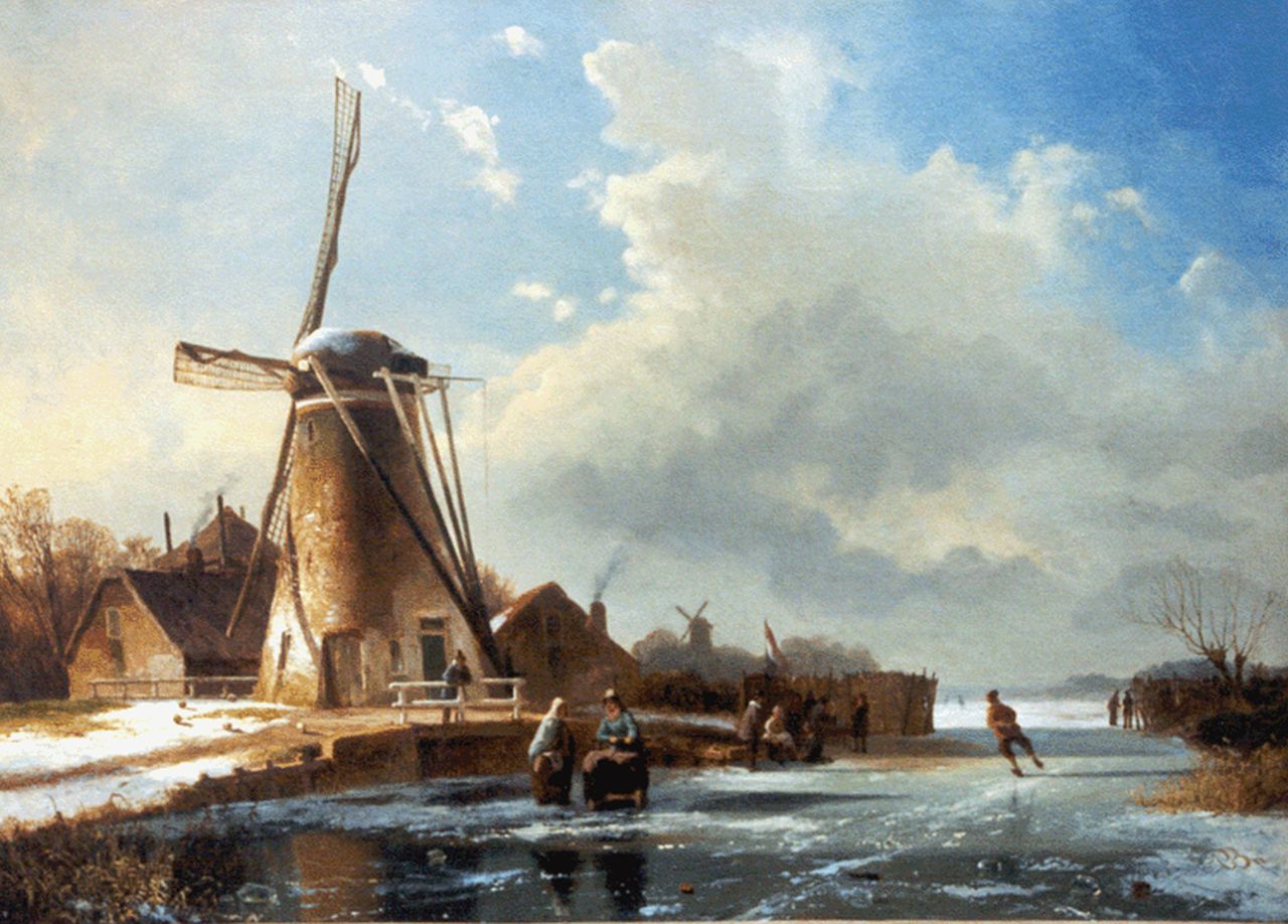 Borselen P. van | Pieter van Borselen, Winters landschap, olieverf op doek 49,5 x 70,5 cm, gesigneerd rechtsonder met monogram