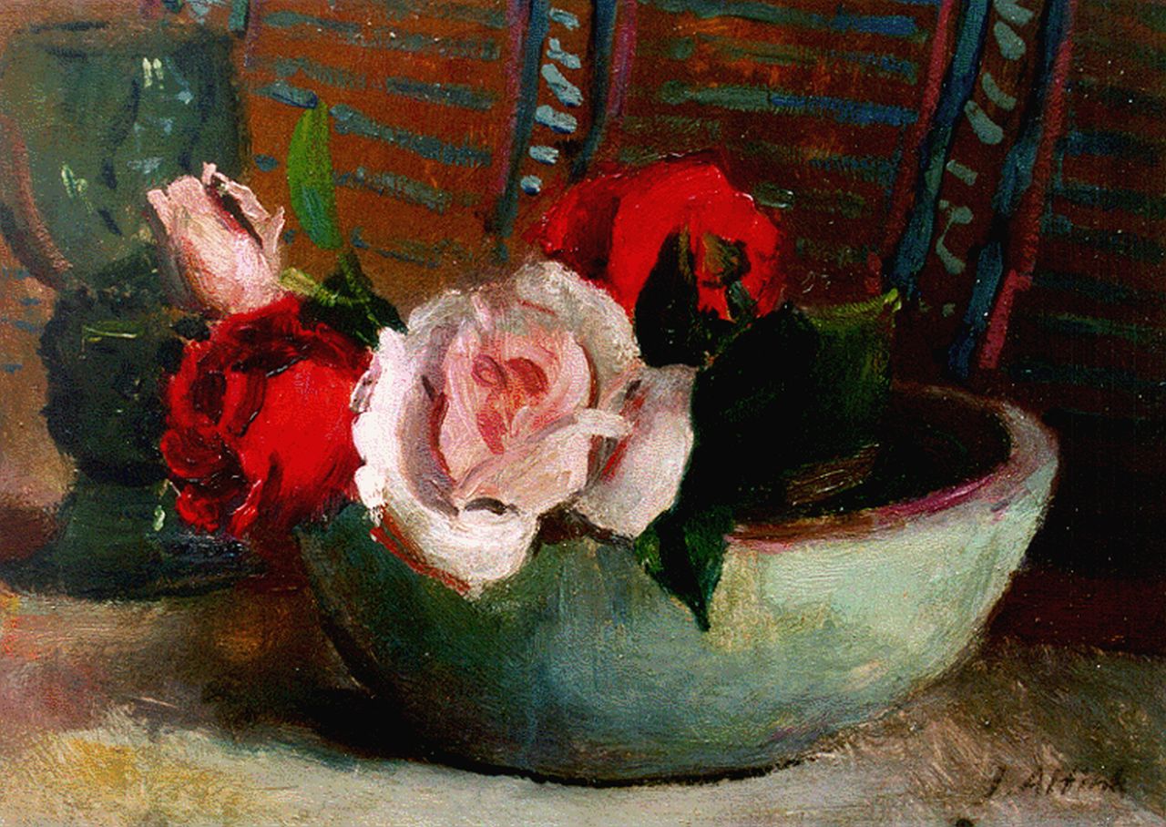 Altink J.  | Jan Altink, Stilleven met rozen, 23,8 x 33,8 cm, gesigneerd rechtsonder