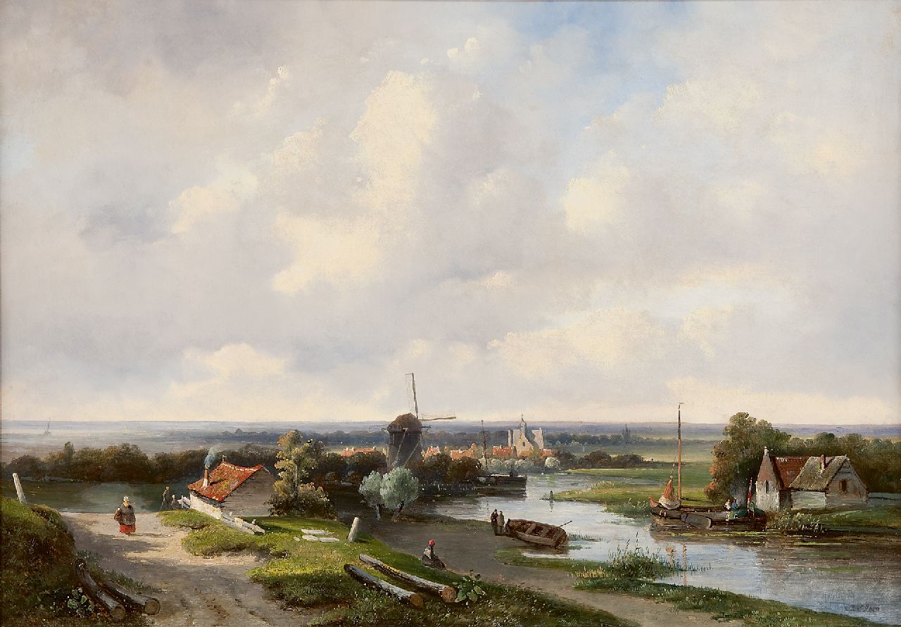 Hoen C.P. 't | Cornelis Petrus 't Hoen, Rivierlandschap, olieverf op paneel 41,5 x 59,0 cm, gesigneerd rechtsonder
