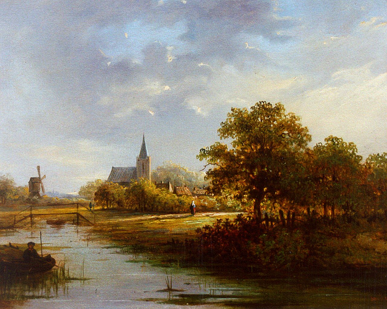 Soeterik T.  | Theodoor Soeterik, Hengelaar in een zomers landschap, olieverf op paneel 21,6 x 27,3 cm, gesigneerd rechtsonder