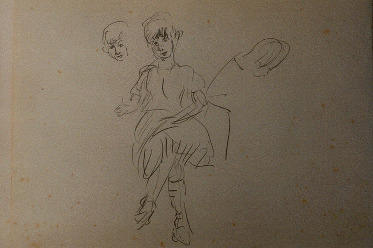 Israels I.L.  | 'Isaac' Lazarus Israels, Studie van een zittend kind, potlood op papier 17,8 x 24,5 cm