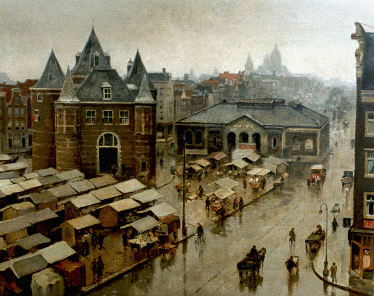 Vreedenburgh C.  | Cornelis Vreedenburgh, Gezicht op de Waag, Nieuwmarkt te Amsterdam, olieverf op doek 59,2 x 73,2 cm, gesigneerd rechtsonder en gedateerd 1936