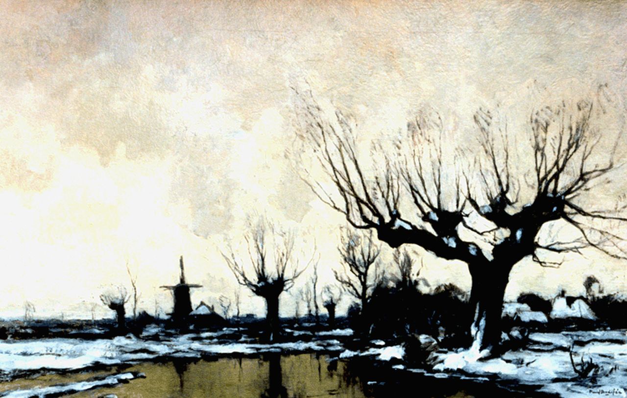 Bodifée J.P.P.  | Johannes Petrus Paulus 'Paul' Bodifée, Winterlandschap met molen, olieverf op doek 47,2 x 74,7 cm, gesigneerd rechtsonder