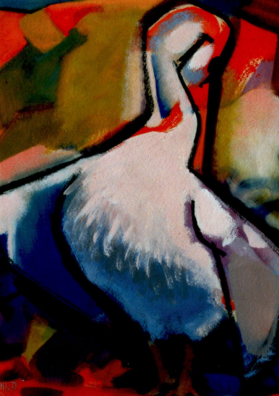 Piggelen H.J. van | H.J. van Piggelen, Zwaan, gouache op papier 61,0 x 45,2 cm, gesigneerd linksonder met initialen