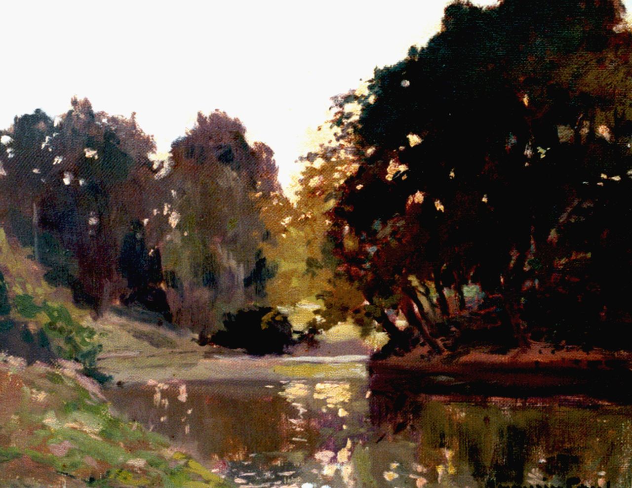 Paul M.  | Maurice Paul, Landschap met vijver, olieverf op doek 31,5 x 41,8 cm, gesigneerd rechtsonder