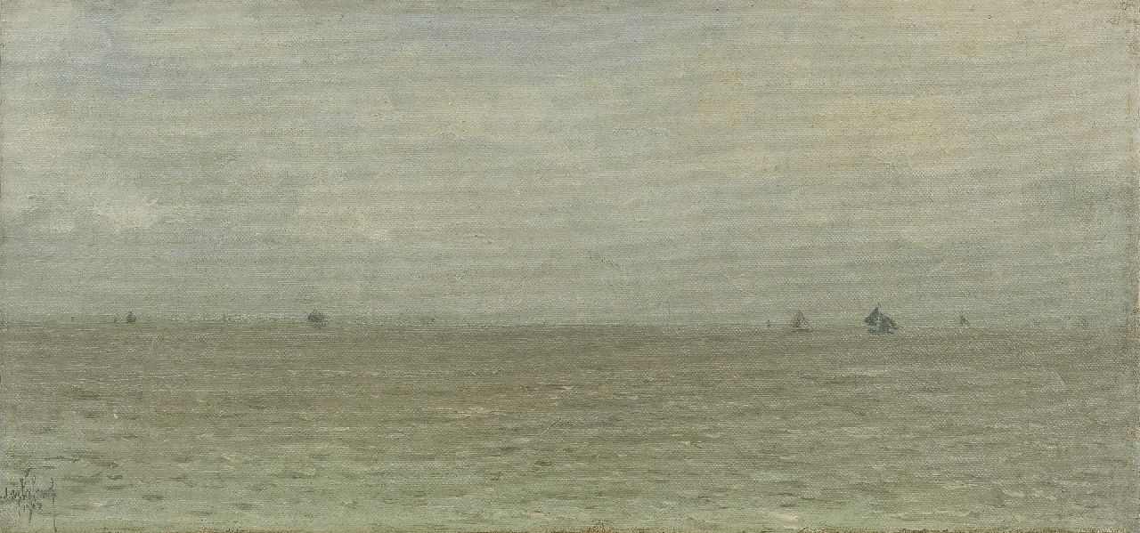 Verleur A.  | Andries Verleur, Zeegezicht, olieverf op doek 24,0 x 50,0 cm, gesigneerd linksonder en gedateerd 1922