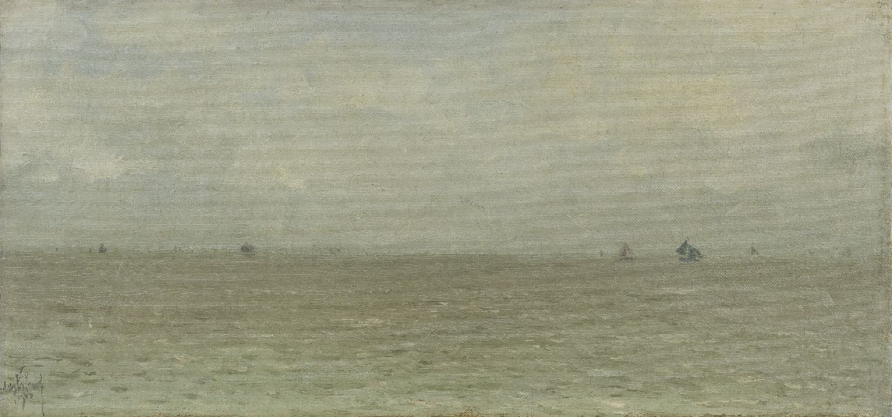 Verleur A.  | Andries Verleur, Zeegezicht, olieverf op doek 24,0 x 50,0 cm, gesigneerd linksonder en gedateerd 1922