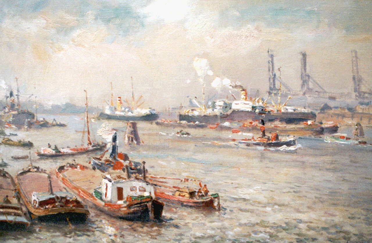 Moll E.  | Evert Moll, Rotterdams havengezicht, olieverf op doek 40,0 x 60,0 cm, gesigneerd rechtsonder