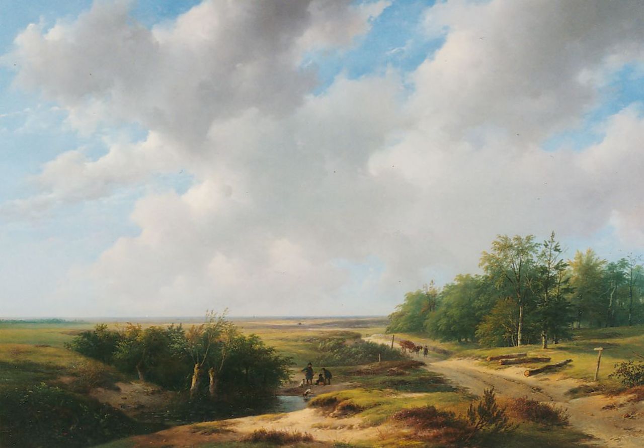 Schelfhout A.  | Andreas Schelfhout, Panoramisch zomerlandschap, olieverf op paneel 73,3 x 104,0 cm, gesigneerd linksonder