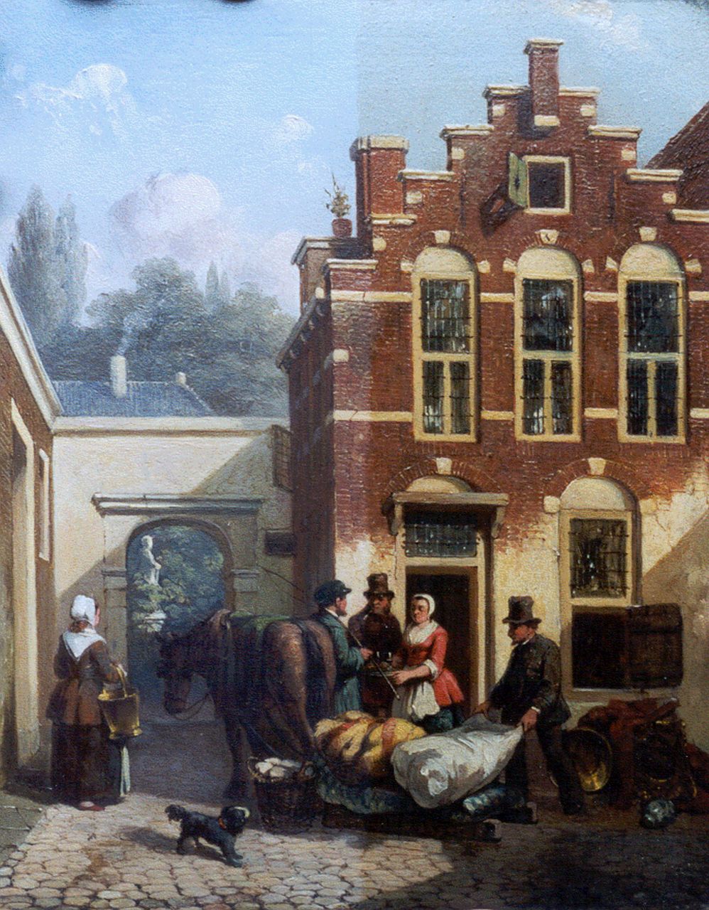 Bles J.  | Joseph Bles, De verhuizing, olieverf op paneel 25,2 x 20,1 cm, gesigneerd middenonder op slee en gedateerd '55