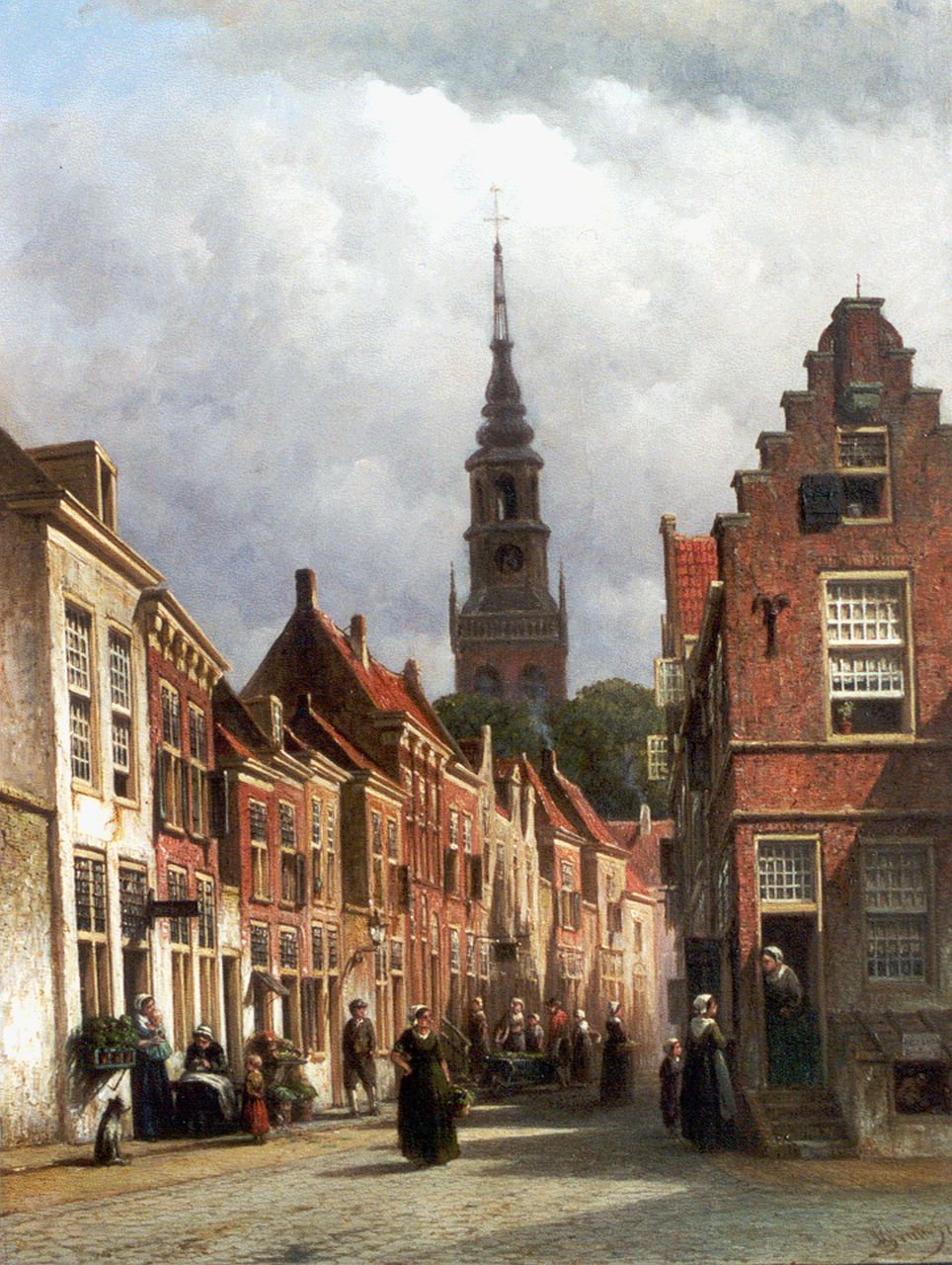 Vertin P.G.  | Petrus Gerardus Vertin, Stadsgezicht in Haarlem met de Nieuwe Kerk, olieverf op paneel 59,0 x 45,1 cm, gesigneerd rechtsonder en gedateerd '76
