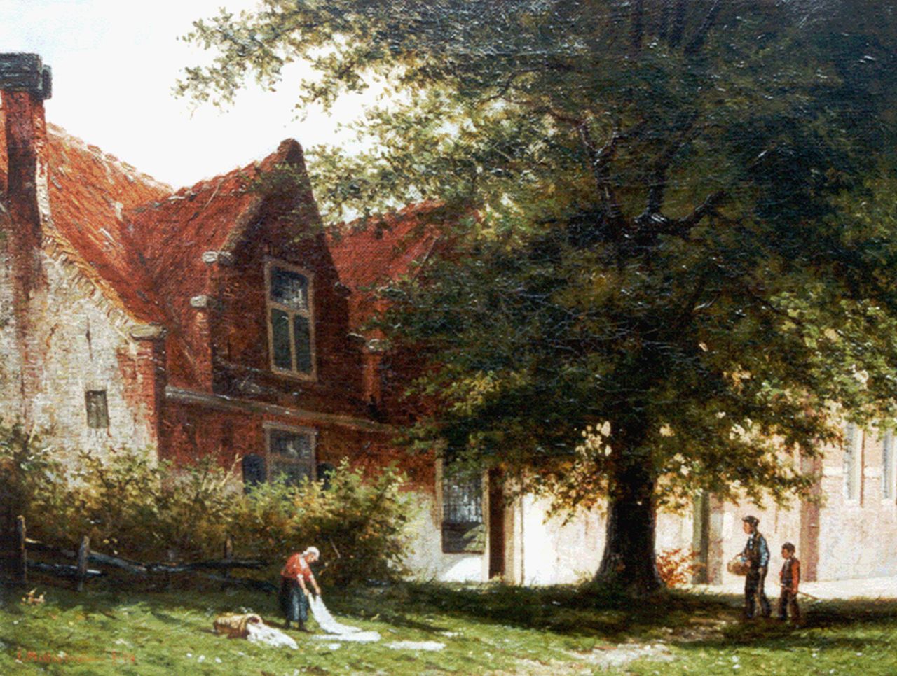 Mittertreiner J.J.  | Johannes Jacobus Mittertreiner, Dorpsgezicht met bleekveld, olieverf op doek 25,3 x 34,0 cm, gesigneerd linksonder en gedateerd '79