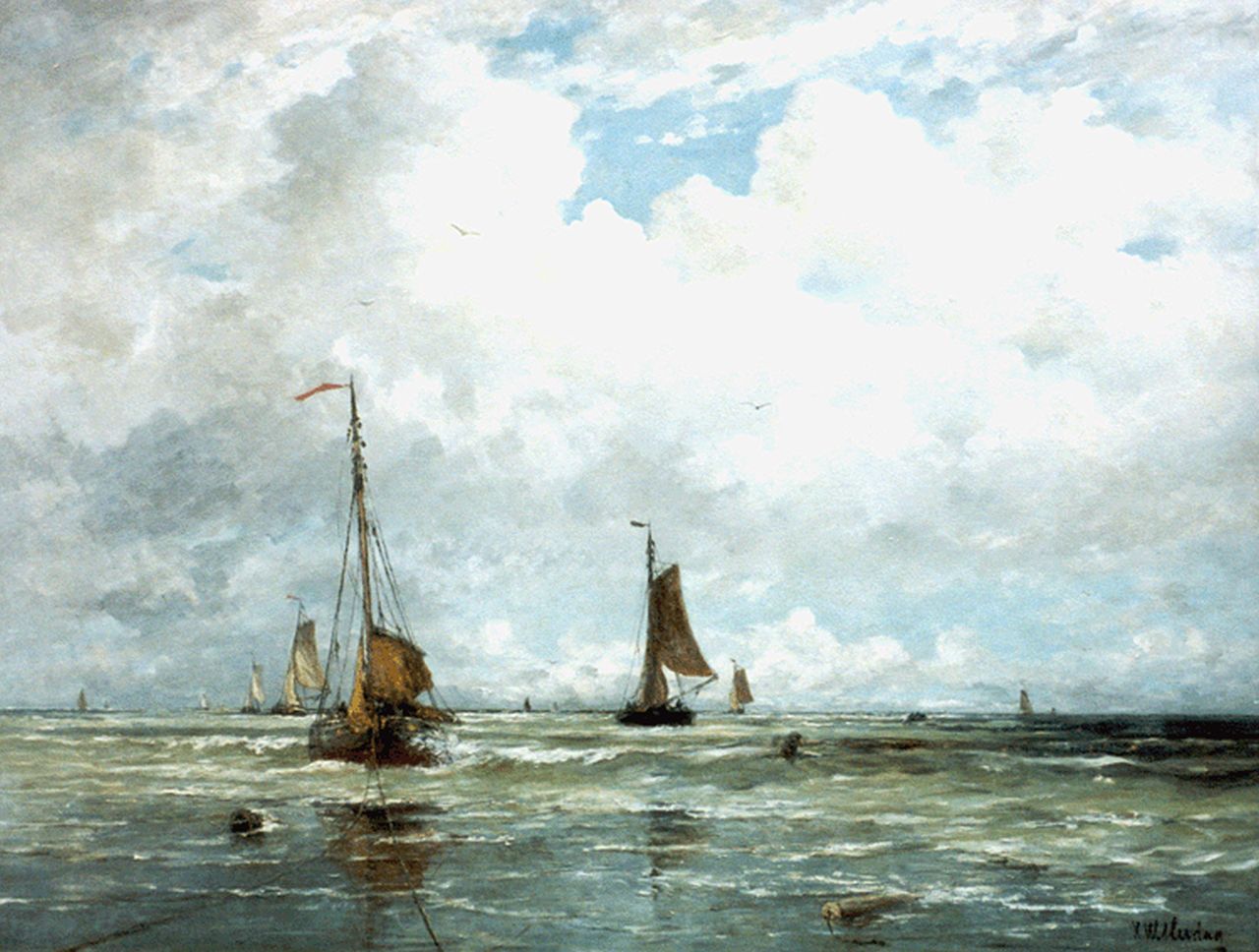 Mesdag H.W.  | Hendrik Willem Mesdag, Un temps frais - Scheveningen, olieverf op doek 140,2 x 180,6 cm, gesigneerd rechtsonder