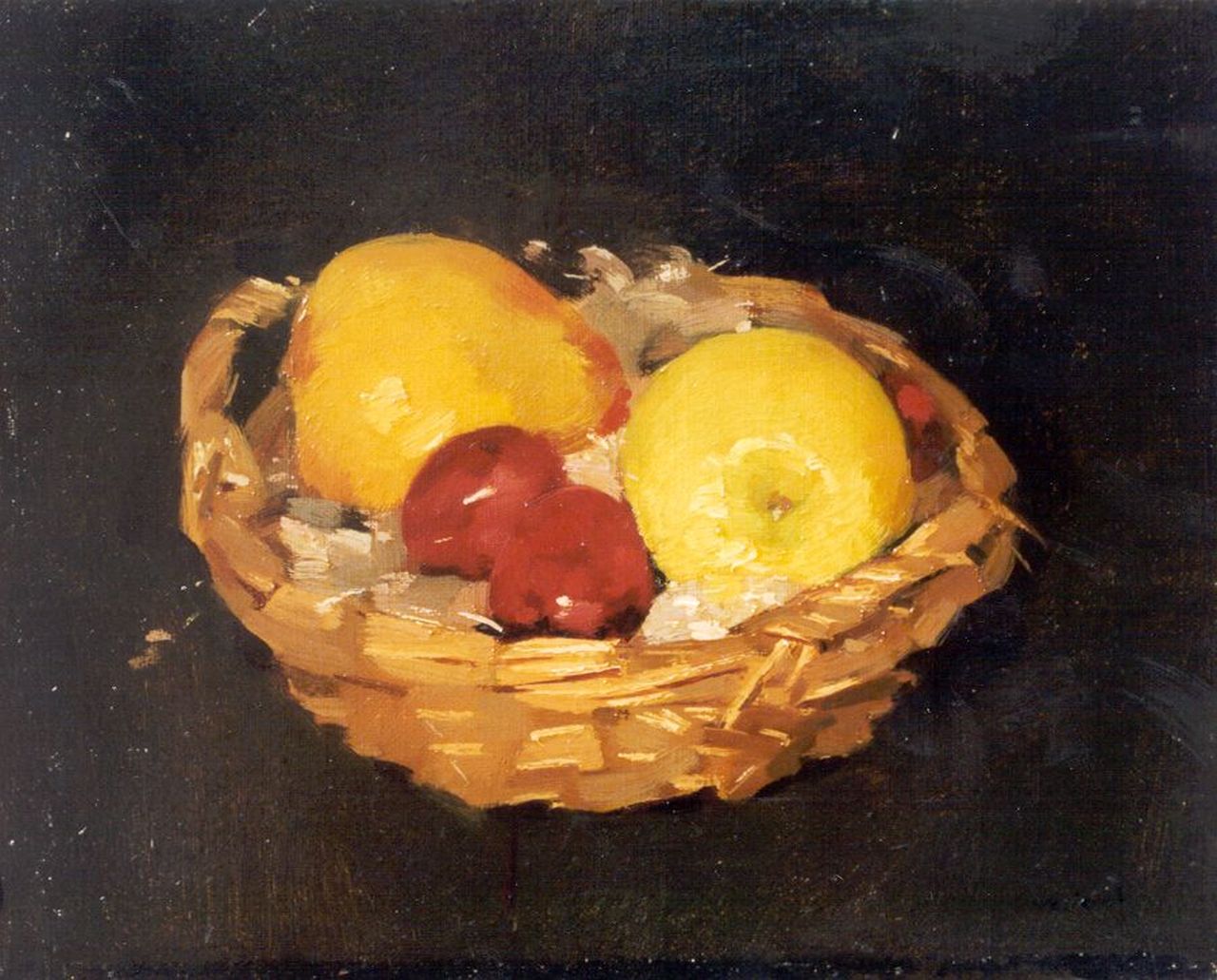 Verdonk F.W.  | Frederik Willem 'Frits' Verdonk, Fruitmandje, olieverf op doek 24,3 x 30,3 cm, gesigneerd rechtsonder