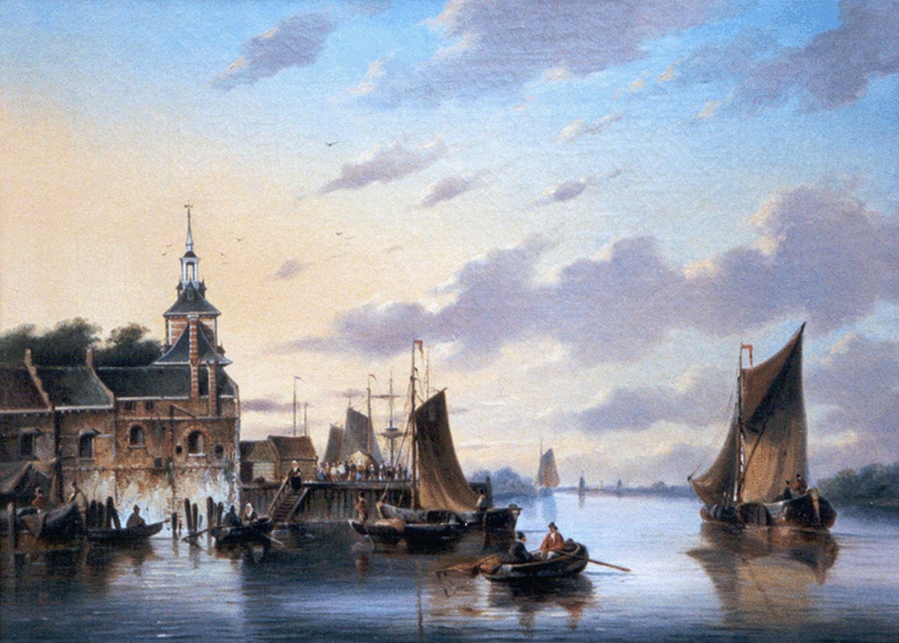 Hendriks G.  | Gerardus 'George Henry' Hendriks, De Maas met De Oude Hoofdpoort, Rotterdam, olieverf op doek 42,2 x 55,8 cm