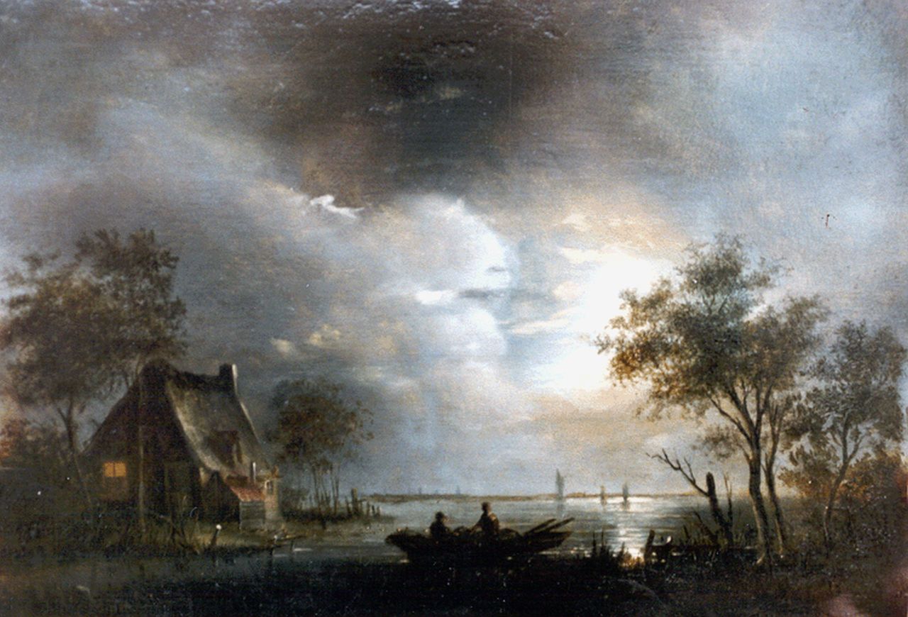Cate H.G. ten | Hendrik Gerrit ten Cate, Nachtgezicht, olieverf op paneel 20,7 x 30,0 cm, gesigneerd rechtsonder