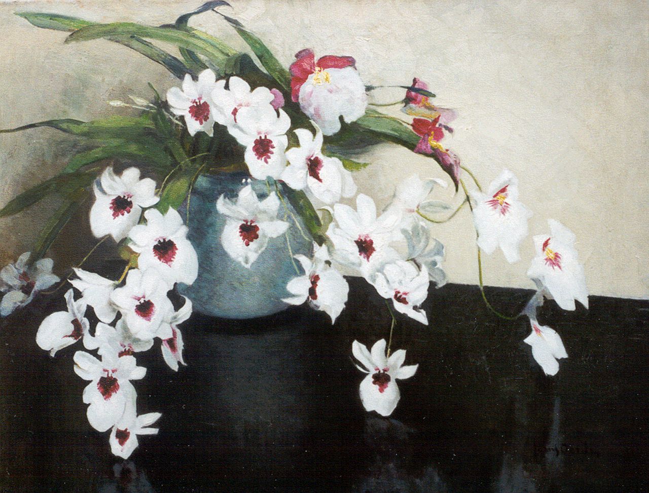 Oerder F.D.  | 'Frans' David Oerder, Stilleven van orchideeën in een pot, olieverf op doek 70,1 x 90,3 cm, gesigneerd rechtsonder