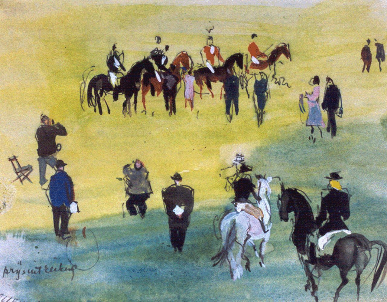 Holleman F. | Frida Holleman, De prijsuitreiking, aquarel op papier 12,2 x 14,9 cm, gesigneerd linksonder Holleman F. | Frida Holleman, De prijsuitreiking, aquarel op papier 12,2 x 14,9 cm, gesigneerd linksonder