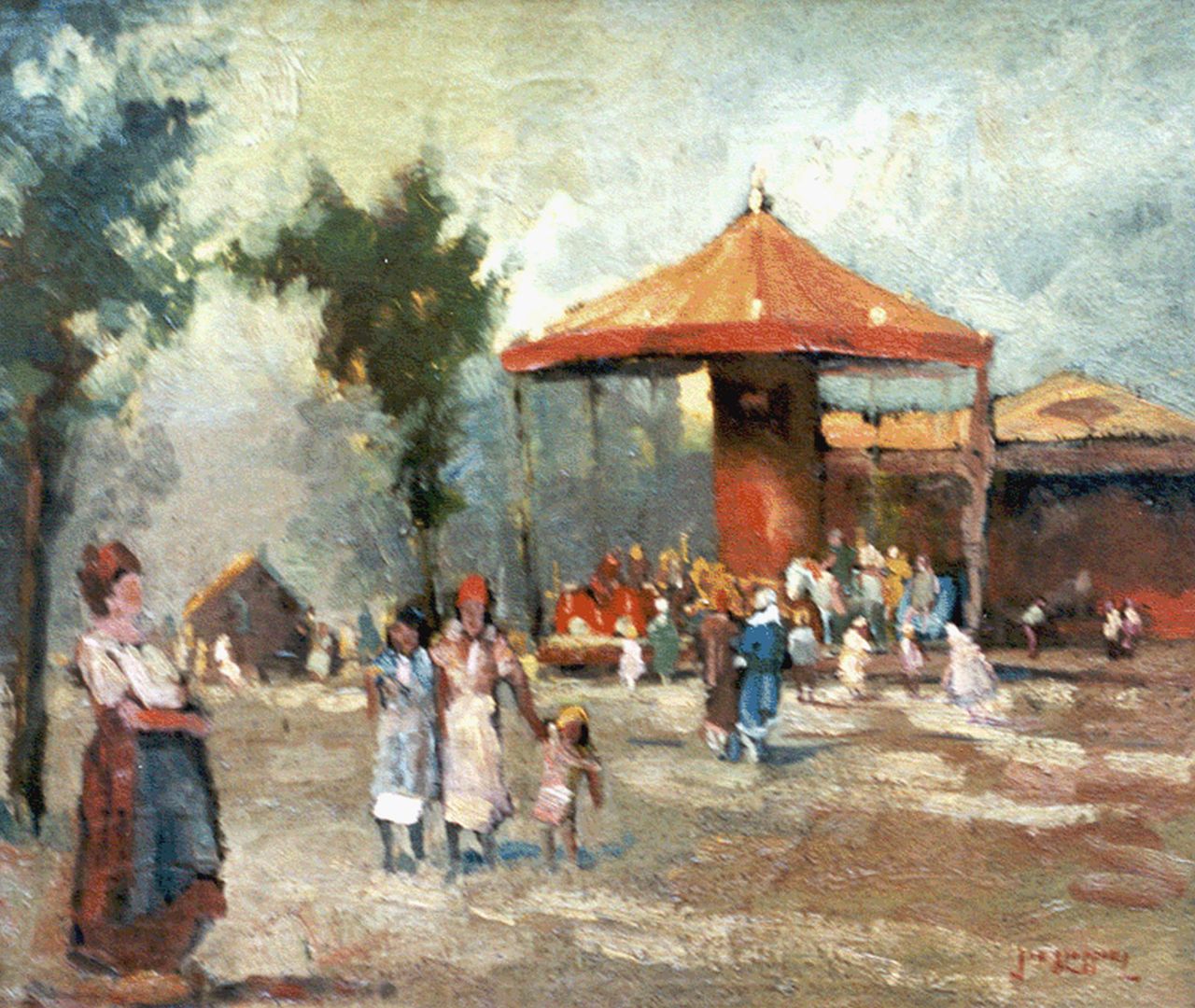 Bloppoel J. van | Jan van Bloppoel, Op de kermis, olieverf op doek, gesigneerd rechtsonder