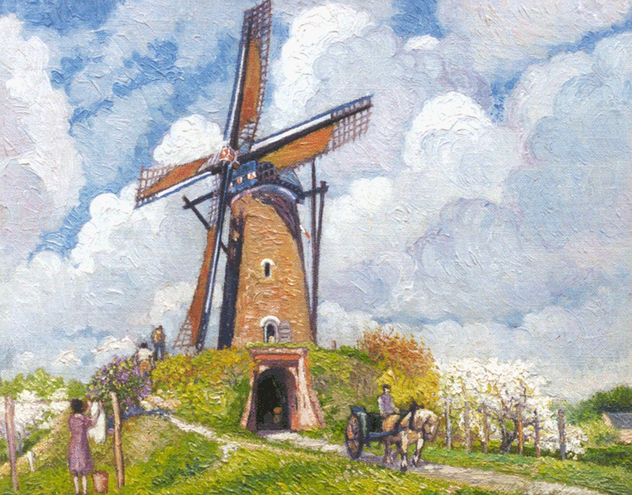 Kennedy R.W.  | Reinier Willem Kennedy, Molen in het voorjaar, olieverf op doek op paneel 26,5 x 33,6 cm