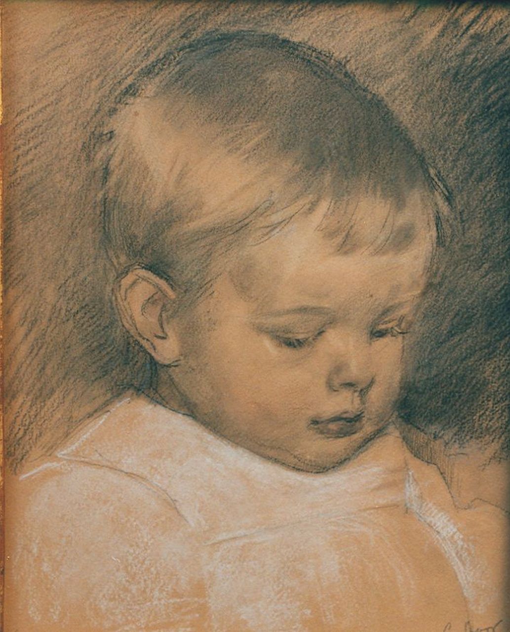 Spoor C.R.H.  | 'Cornelis' Rudolf Hendrik  Spoor, Portret van een baby, tekening op papier 27,5 x 21,2 cm, gesigneerd rechtsonder