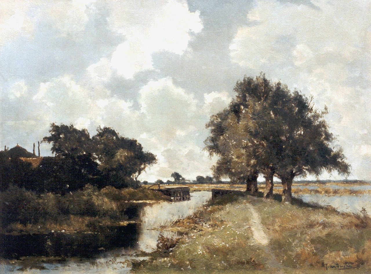 Driesten A.J. van | Arend Jan van Driesten, Landschap met vaart, olieverf op doek 51,2 x 67,5 cm, gesigneerd rechtsonder