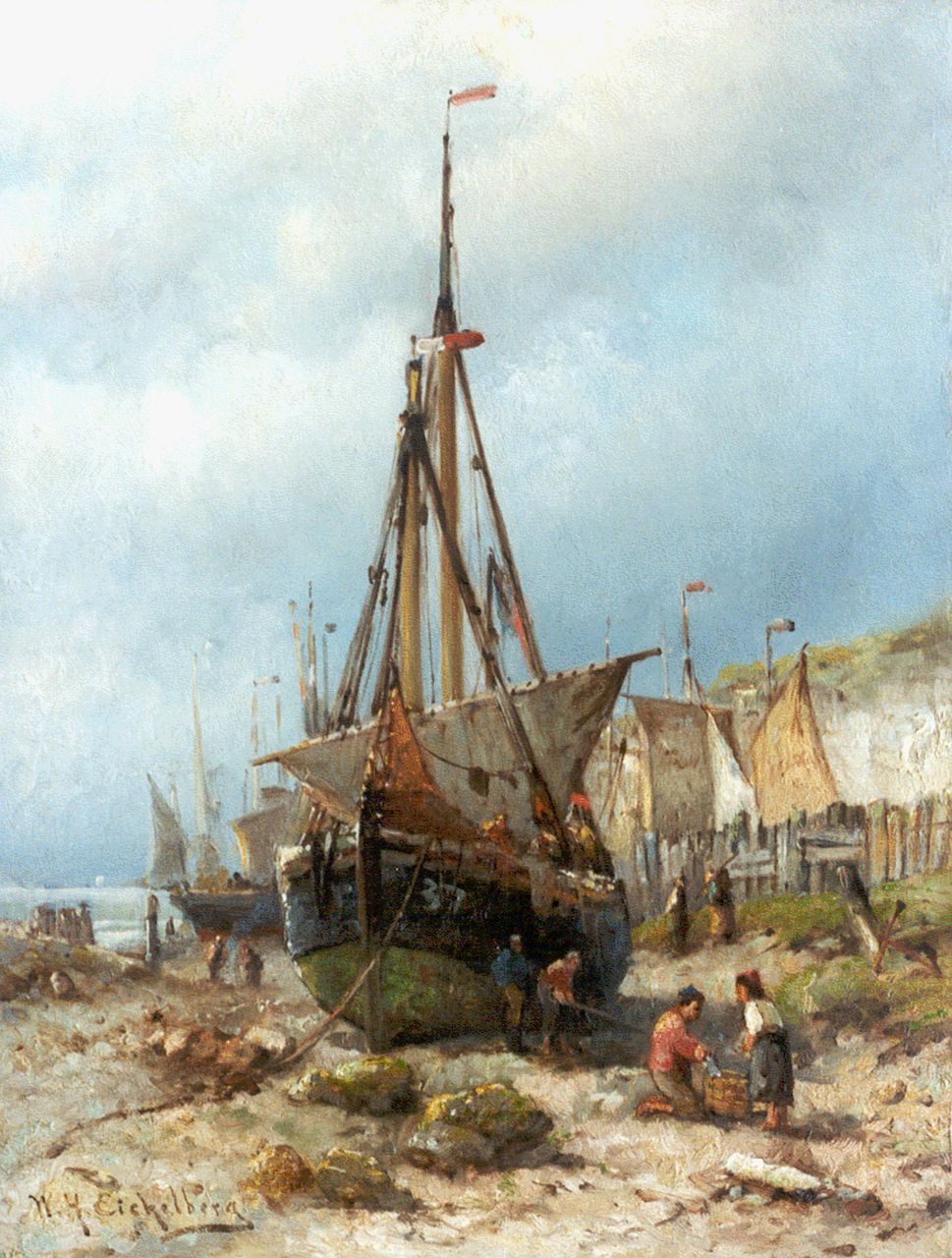 Eickelberg W.H. | Willem Hendrik Eickelberg, Bretons strandgezicht, olieverf op paneel 35,1 x 26,7 cm, gesigneerd linksonder Eickelberg W.H. | Willem Hendrik Eickelberg, Bretons strandgezicht, olieverf op paneel 35,1 x 26,7 cm, gesigneerd linksonder