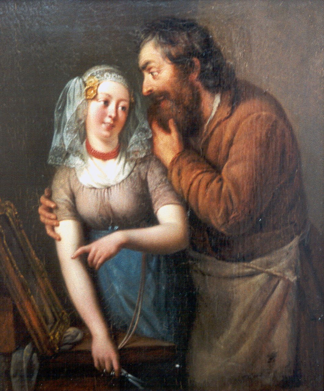Peter Paul Joseph Noël | De vrijage, olieverf op paneel, 22,6 x 18,6 cm