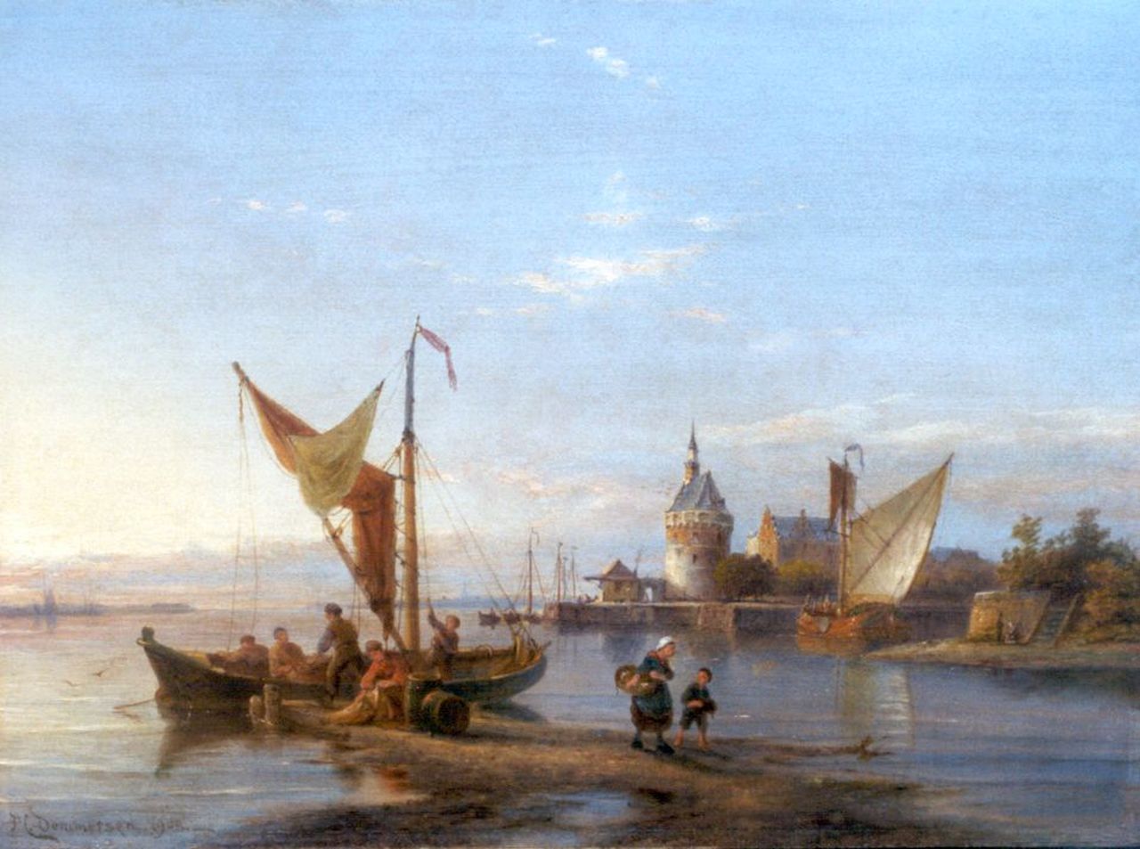 Dommershuijzen P.C.  | Pieter Cornelis Dommershuijzen, Gezicht op de haven van Hoorn, olieverf op paneel 30,2 x 40,8 cm, gesigneerd linksonder en gedateerd 1908