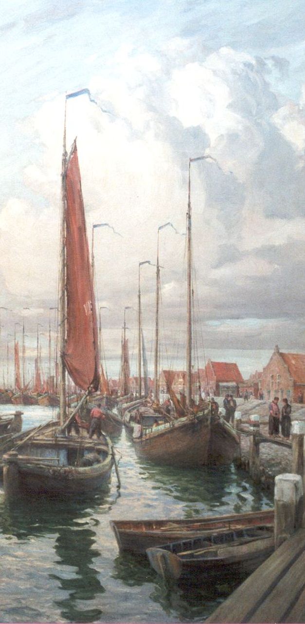 Randall M. | Maurice Randall, De haven van Volendam, olieverf op doek 175,3 x 91,3 cm, gesigneerd rechtsonder Randall M. | Maurice Randall, De haven van Volendam, olieverf op doek 175,3 x 91,3 cm, gesigneerd rechtsonder