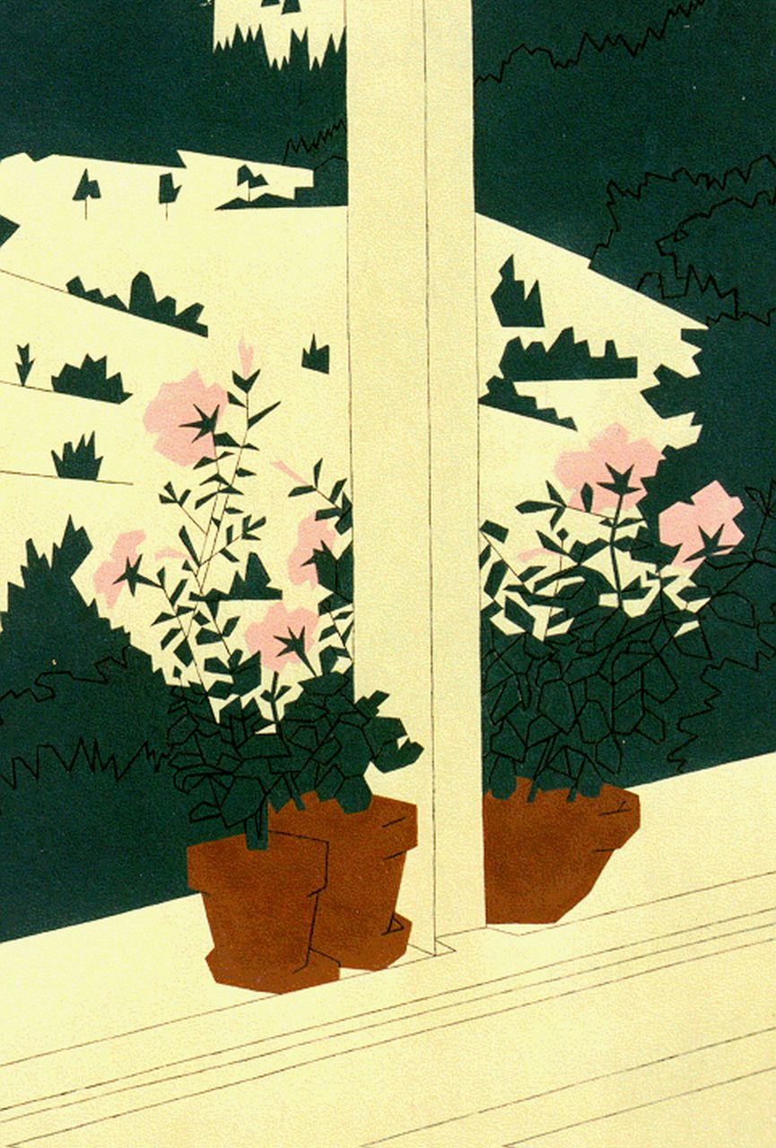 Valk H.J.  | 'Hendrik' Jacobus Valk, Venster met landschap, Wildbach, olieverf op paneel 47,7 x 30,8 cm, gesigneerd achterz. en gedateerd '63