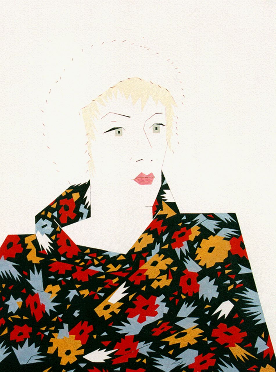 Valk H.J.  | 'Hendrik' Jacobus Valk, Vrouw in gebloemde blouse, olieverf op paneel 61,0 x 46,7 cm, gesigneerd monogram en gedateerd '72