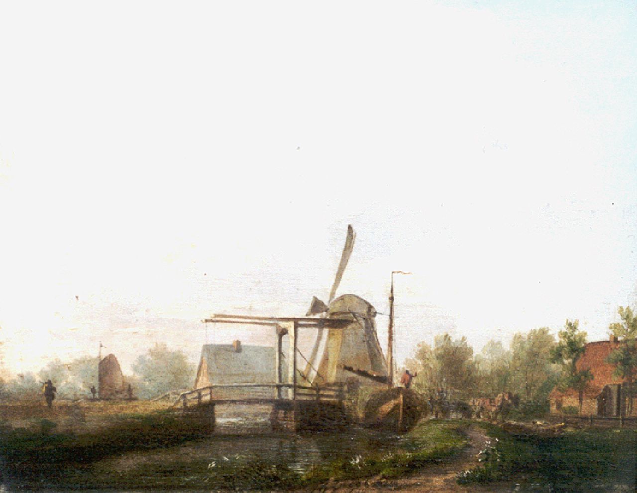 Jacobsen A.G. | Andreas Gerrit Jacobsen, Gezicht op de Echtener molen bij Hoogeveen, olieverf op paneel 20,4 x 25,8 cm, gesigneerd middenonder en gedateerd 1858 Jacobsen A.G. | Andreas Gerrit Jacobsen, Gezicht op de Echtener molen bij Hoogeveen, olieverf op paneel 20,4 x 25,8 cm, gesigneerd middenonder en gedateerd 1858