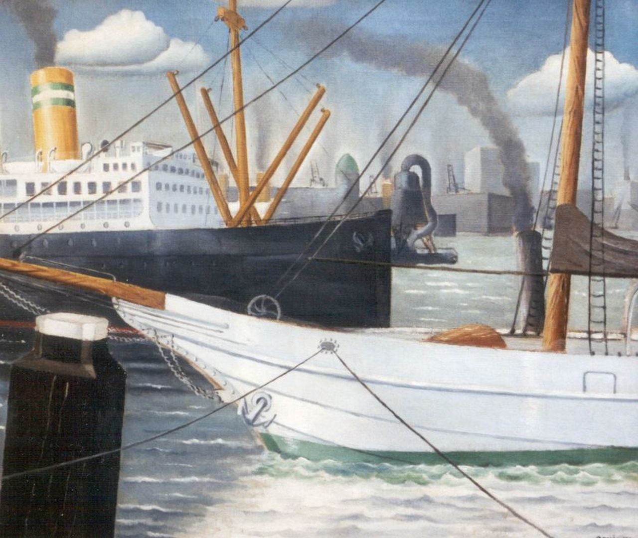 Bosma W.  | Willem 'Wim' Bosma, Havenbeeld Rotterdam, olieverf op doek 60,0 x 70,0 cm, gesigneerd rechtsonder en gedateerd 1931
